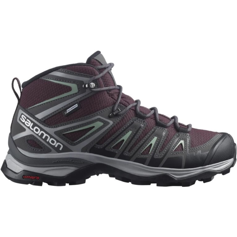 Botas Caminhada Salomon X Ultra Pioneer Mid CSWP Feminino Bordeaux Cinzentas Escuro | PT W17956